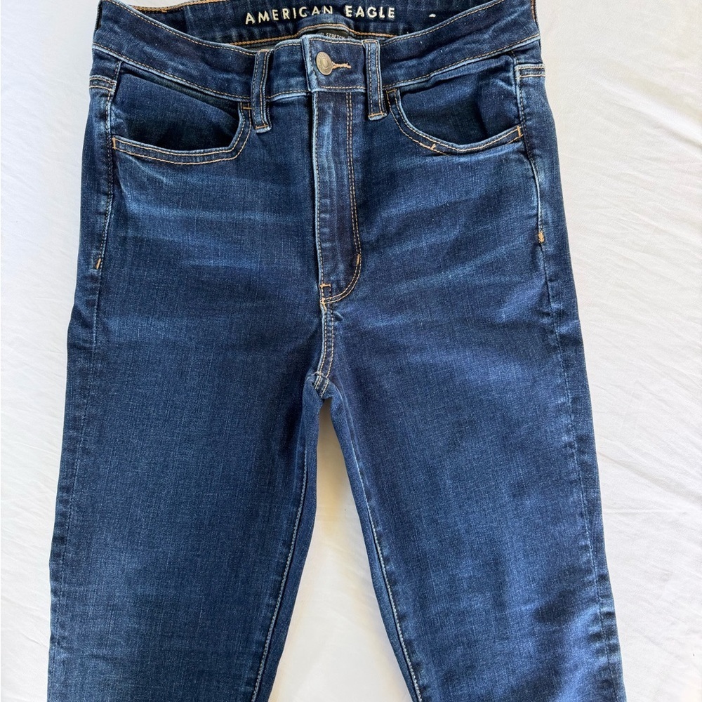 American Eagle Outfitters Women’s Dark Blue High-Rise Skinny Jeans - Picture 8 of 10